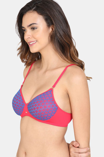 Buy BITZ Padded Non Wired 3/4th Coverage T-Shirt Bra - Barberry at