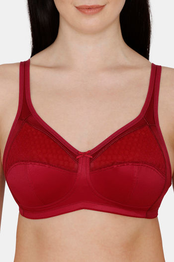 Bitz Double Layered Non Wired Full Coverage Super Support Bra - Beet Red