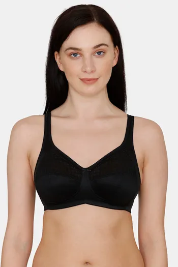 Bitz Double Layered Non Wired Full Coverage Super Support Bra - Black Beauty