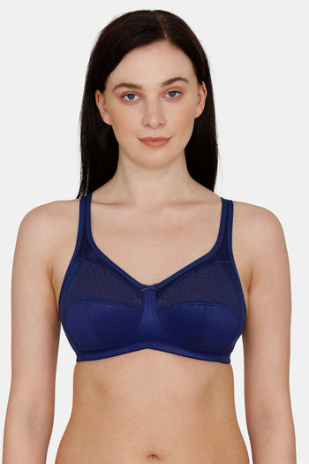 Bitz Double Layered Non Wired Full Coverage Super Support Bra - Blue Pt