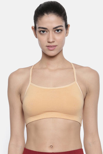 Bitz Cotton Strech Double Layered Non Wired Full Coverage Bralette - Sheep  Skin