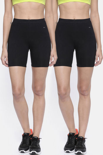 Buy BITZ Cotton Super Soft Sports Shorts (Pack of 2) - Black