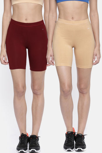 Buy BITZ Cotton Super Soft Sports Shorts (Pack of 2) - Red and Sheep Skin