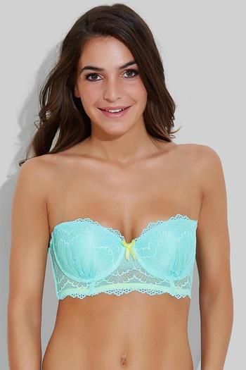 Zivame All That Lace Longline Strapless Bra- Turquoise