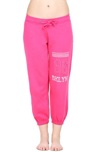 Zivame Varsity Straight Fit Calf Length Sweatpants- Persian Pink