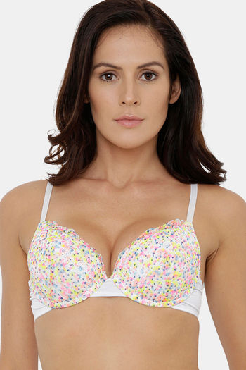 Buy Candour London Push Up Wired Medium Coverage Push Up Bra - White Multi  Print at Rs.799 online