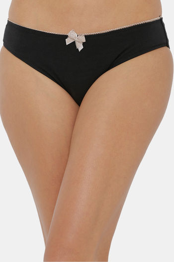 Candour London Women Black Solid Bikini Panty Black