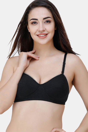 Buy College Girl Padded Non Wired 3/4th Coverage Cami Bra - Black at Rs.499  online