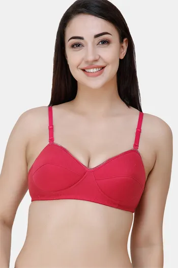 Pack of 3 Women T-Shirt Lightly Padded cotton Bra (Pink, Black, White, Red  & Skin color )