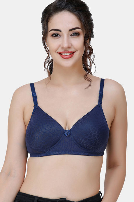 College Girl Padded Non Wired Full Coverage T-Shirt Bra - Navy Blue