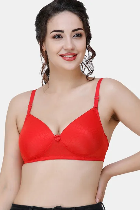 Buy College Girl Padded Non Wired Full Coverage T-Shirt Bra - Red