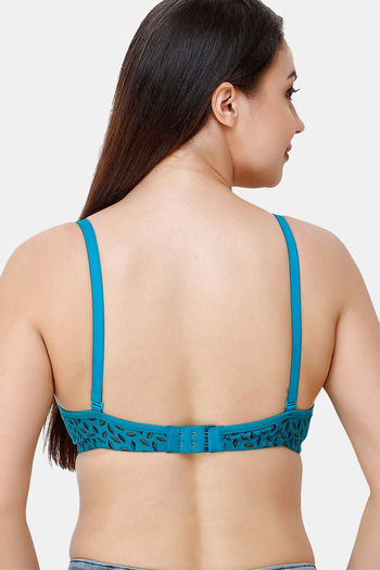 College Girl Double Layered Non Wired Full Coverage T-Shirt Bra - Blue