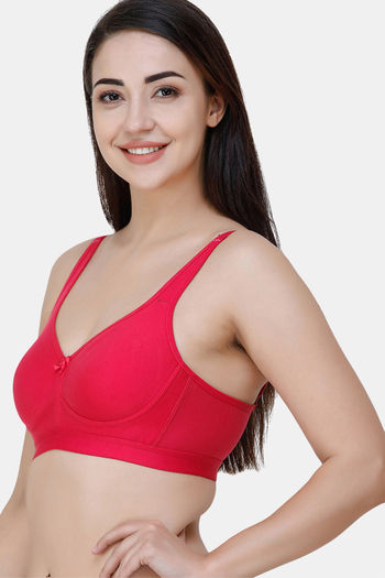 College Girl Double Layered Non Wired Full Coverage T-Shirt Bra - Hot Pink