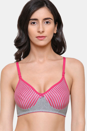 College Girl Double Layered Non Wired Full Coverage T-Shirt Bra - Hot Pink