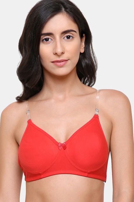 College Girl Padded Non Wired Full Coverage T-Shirt Bra - Red