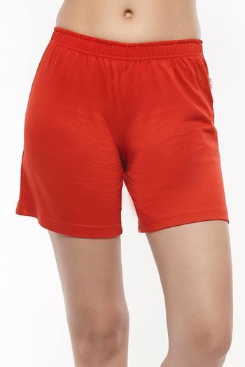 Zivame Cotton Comfort Basic Sleep Shorts- Red