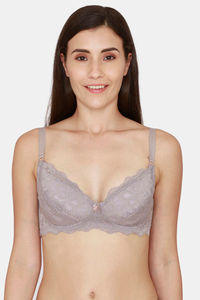 Buy Coucou Essentials Padded Non Wired Medium Coverage Lace Bra - Grey