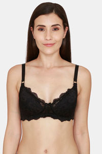 Buy Coucou Essentials Padded Non Wired Medium Coverage Lace Bra - Jet Black