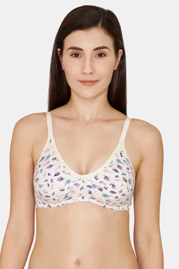 Zivame Essentials Double Layered Non Wired Full Coverage T-Shirt Bra - Dk  Pink Floral