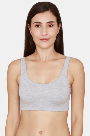 Buy Coucou Essentials Double Layered Non Wired 3/4th Coverage Slip On Bra - Grey Melange