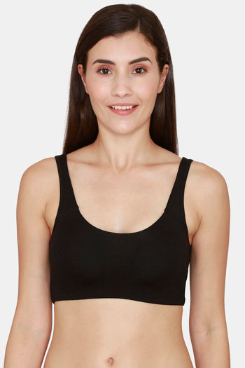 Buy Coucou Essentials Double Layered Non Wired 3/4th Coverage Slip On Bra - Jet Black