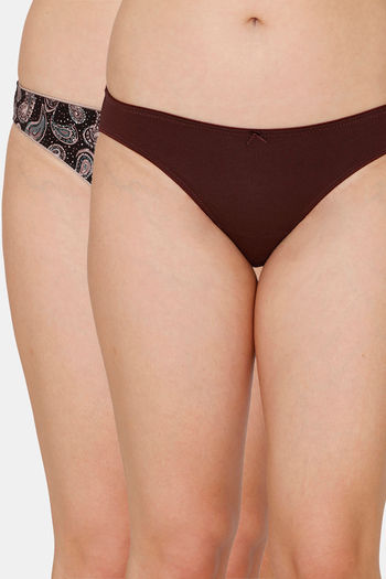 Buy Coucou 3/4th Coverage Mid Rise Bikini Panty (Pack of 2) - Assorted