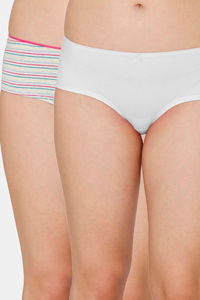 Buy Coucou Mid Rise 3/4th Coverage Hipster Panty (Pack of 2) - White Grey Stripe