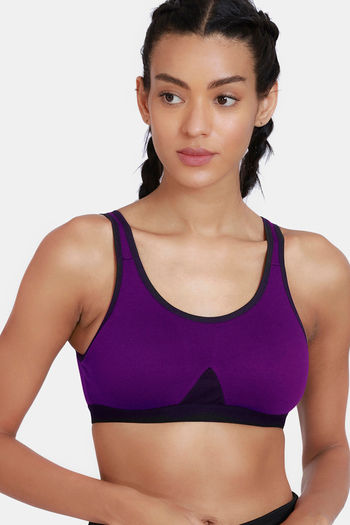 Buy Zivame Rosaline Easy Movement Slip On Sports Bra -fiji Flower Purple  Online