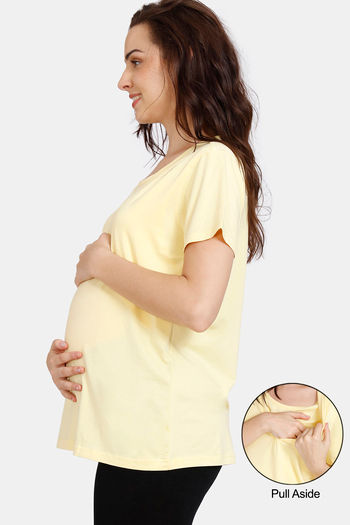Buy Coucou Bamboo Cotton Maternity Top - Pastel Yellow at Rs.699 online