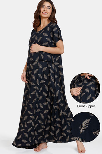 Zivame Nightdress : Buy Zivame Coucou Maternity Woven Loungewear Dress  Discreet Feeding Blue Online
