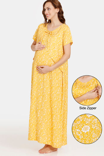 Buy Coucou Maternity Woven Loungewear Dress Discreet Feeding - Primrose Yellow