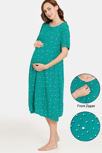 Buy Coucou Maternity Woven Mid Length Loungewear Dress - Evergreen
