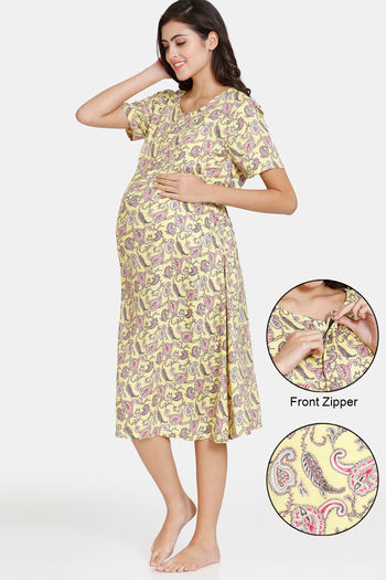 Buy Coucou Maternity Woven Mid Length Loungewear Dress - Vibrant Yellow