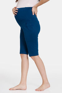 Buy Coucou Cotton Maternity Knee Length Shorts - Estate Blue