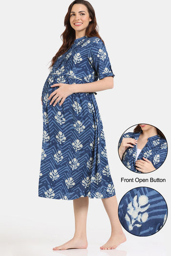 Zivame Nightdress : Buy Zivame Coucou Maternity Woven Mid Length Nightdress  with Discreet Feeding - Rattan Online