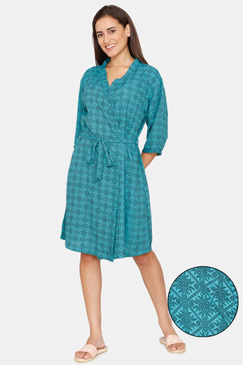 Buy Coucou Above Knee Robe With Tie On - Biscay Green
