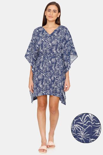 Buy Coucou Cotton Cover-up Knee Length Cover Ups With Waist Tie up - Dazzling Blue
