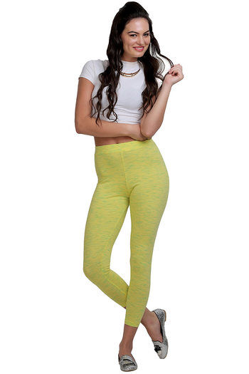 Buy Zivame Cotton Stretch Space Dyed Ankle Length Leggings - Lemon