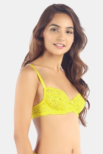 Buy Candyskin Padded Wired Full Coverage Minimiser Bra - Yellow at Rs.640  online