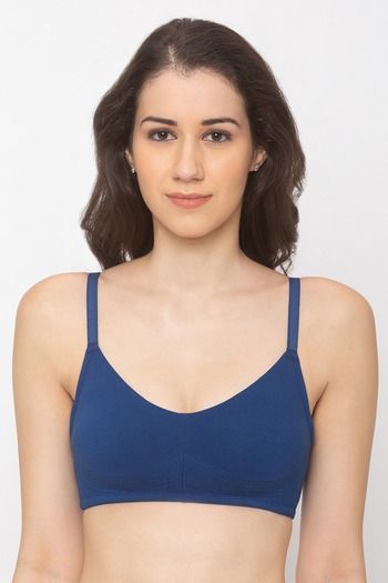 Buy Amante Solid Non Padded Non-Wired Full Coverage T-Shirt Bra - Navy Blue  online