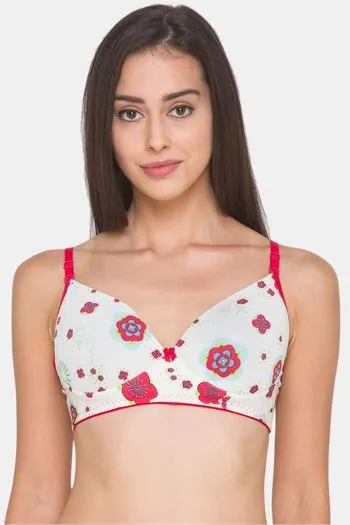Buy Printed Non Wired Padded T-shirt Bra with Adjustable Straps