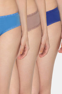 Buy Candyskin Medium Rise Full Coverage Bikini Panty (Pack of 3) - Blue Brown
