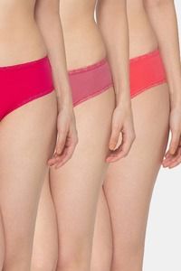 Buy Candyskin Medium Rise Full Coverage Bikini Panty (Pack of 3) - Dark Rose Darkpink Coral