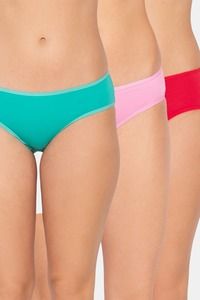 Buy Candyskin Medium Rise Full Coverage Bikini Panty (Pack of 3) - Light Pink Mint Green Red