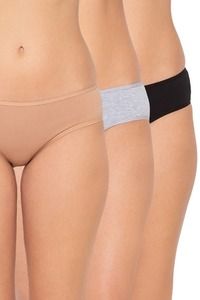 Buy Candyskin Medium Rise Full Coverage Bikini Panty (Pack of 3) - Black Skin Grey Melange