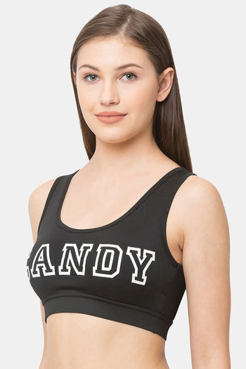 Buy Candyskin Women's High Impact Cotton Padded Wirefree Sports Bra - Black  online