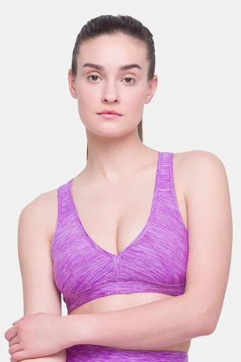 Buy Candyskin Medium Impact Cotton Elastane Slip On Sports Bra - Purple at  Rs.899 online