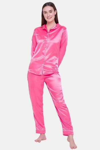 Satin pyjama best sale set pink