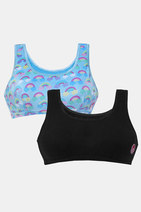 Buy Dchica Girls Double Layered Non-Wired Full Coverage Beginner T-Shirt Bra  (Pack of 2) - Blue at Rs.799 online