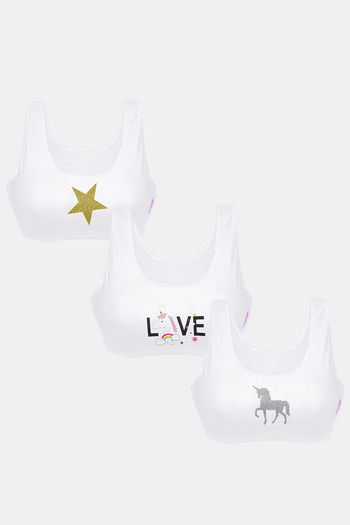 D'chica Set of 3 Beginner Bras for Girls White